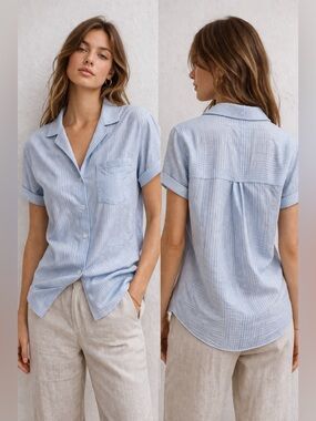 ZARA Blue and White Striped Shirt
